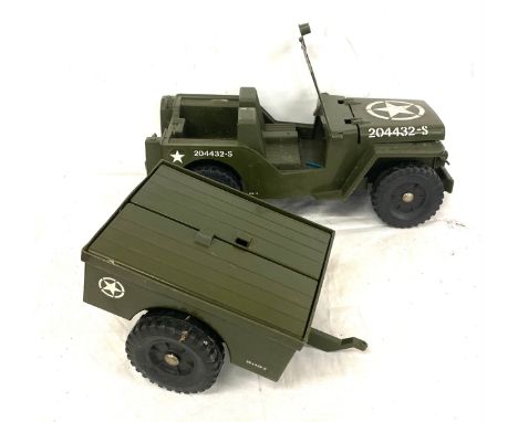 Child's toy army truck and trailer 