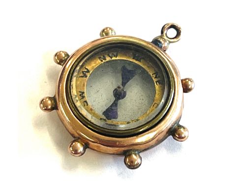 Hallmarked 9ct gold antique pocket watch chain compass 