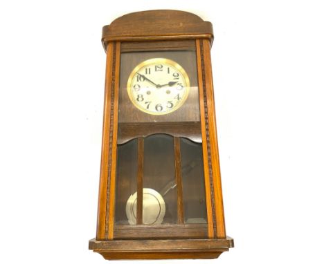 2 Keyhole cased wall clock without key, untested 