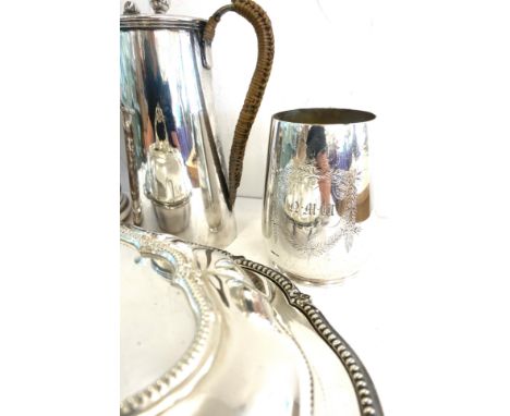 Large selection of silver plated items includes walker and hall tureen, vintage ice bucket without glass liner 