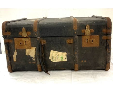 Small travel trunk, approximate measurements: Height 12 inches, Width 17.5 inches,  Length 24 inches 