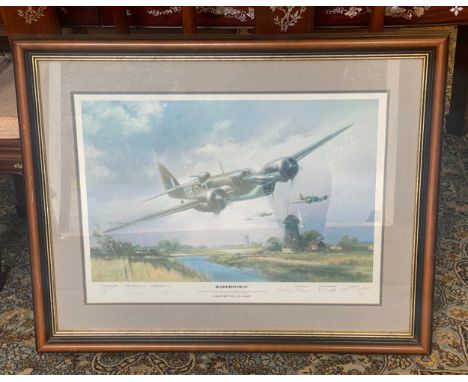 Large framed spit fire print blenheim measures approx 33.5 wide 25.5" tall 