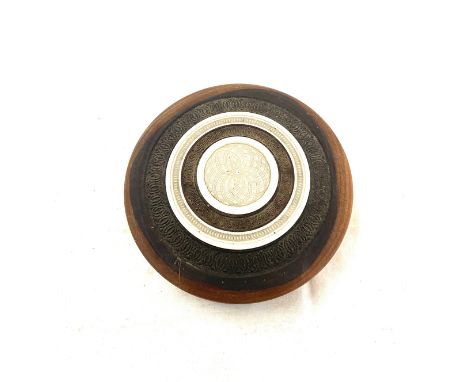 Vintage wooden circular tobacco jar / box, approximate diameter 6 inches 