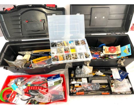 Two boxes of electrical tools with contents. 