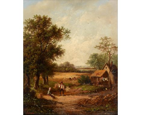William Lara (Fl. 19th c) - Harvest Time, signed, oil on canvas, 29 x 24cm Wax-lined and restored to gallery condition, varni
