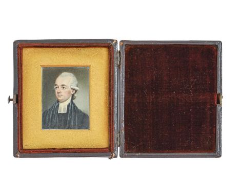 English School, late 18th c - Portrait Miniature of a Divine, ivory, 43 x 33mm  Please note Mellors &amp; Kirk have applied f