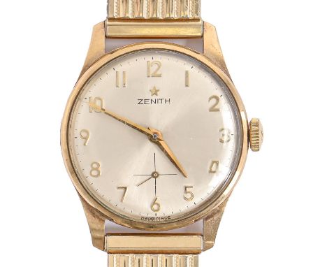 A Zenith 9ct gold gentleman's wristwatch, 31mm diam, London 1965, later expanding bracelet Case back engraved with presentati