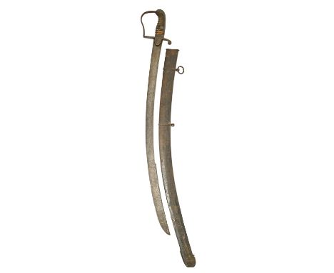 A 1796 pattern light cavalry officer's sword and scabbard, blade 78cm Generally pitted and worn, leather original but with lo