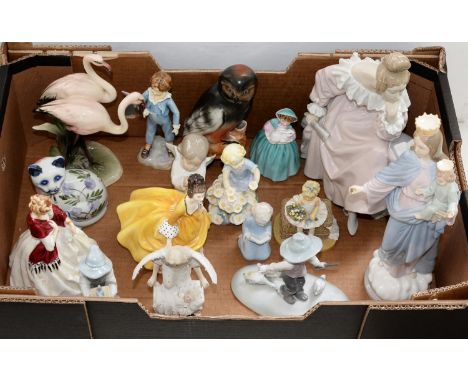 Miscellaneous bone china and other figures, to include Royal Worcester, Royal Doulton and Continental and a miniature German 