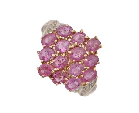 A ruby cluster ring, in 9ct gold, Birmingham 2006, 3.7g, size M½ Good condition