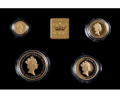 Gold coins. Proof 1oz - &nbsp;⅒ oz Britannia four coin set 1990, cased 