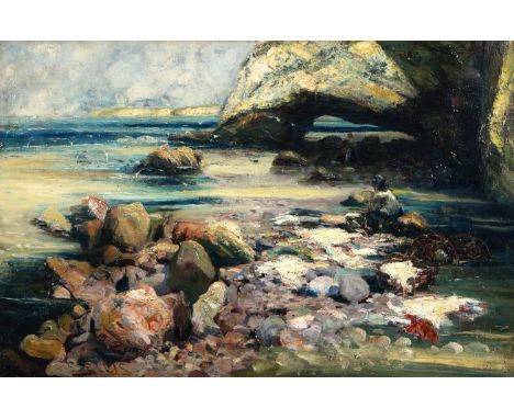 Edwin Ellis (1842-1895) - Contemplation by the Coast,&nbsp;signed, oil on canvas, 50 x 75cm Good condition. Craquelure, sligh