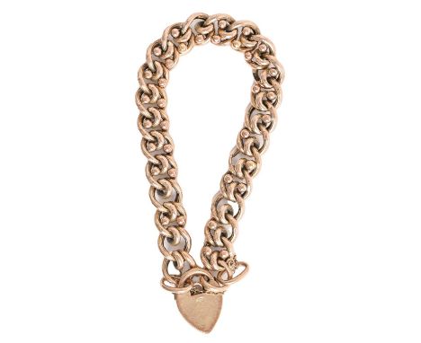 A gold bracelet and padlock,&nbsp; early 20th c, 19cm l, both marked 9c, 23.5g Good condition