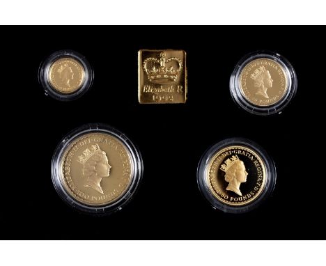 Gold coins. Proof 1oz - &nbsp;⅒ oz Britannia four coin set 1992, cased 