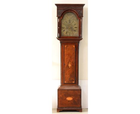 A Scottish George III mahogany eight day longcase clock, Mitchell & Son Gorbals, the engraved dial with twin subsidiary rings