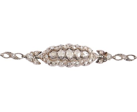 A Dutch rose diamond bracelet, c1900, in gold and silver, 10g Good condition
