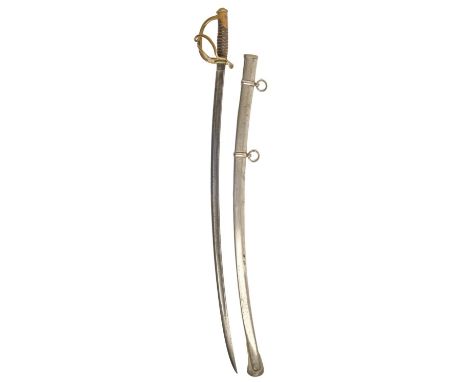 A North American post Civil War cavalry officer's sword and scabbard, C Roby W. Chelmsford Mass / U.S. 1864 A G M,&nbsp;with 