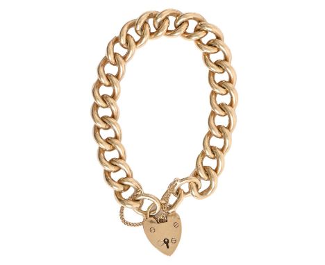 A 9ct gold bracelet and padlock, 20cm l, links individually marked, 79.2g Good condition