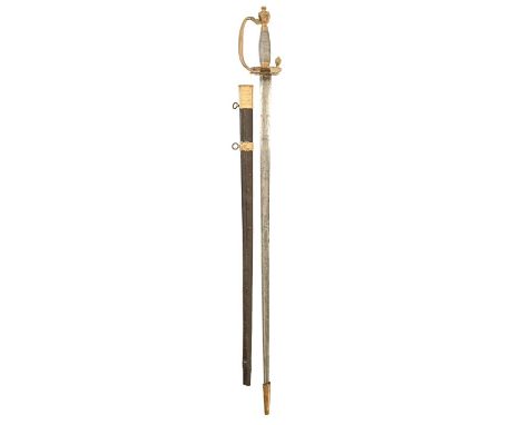 An 1796 pattern infantry officer's sword, with gilt brass mounts, ridged shell guard and sheet silver simulated "twistwire" g