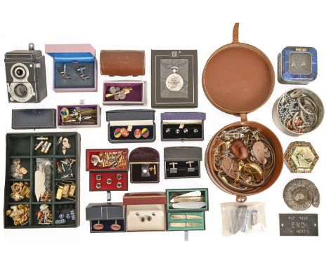 A collection of gem set silver, enamel, regimental and other cufflinks, many boxed, etc 