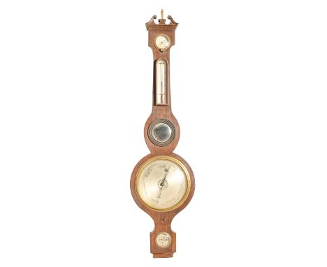 A Victorian mahogany barometer, with silvered dial inscribed Fillinger Ely, 98cm h x 27cm w Minor losses, splits and cracks