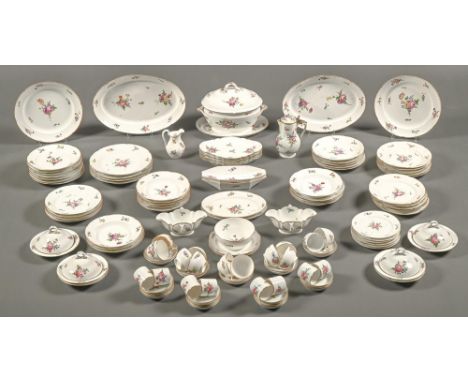 An extensive Paris, Faubourg Saint Denis, dinner service, Comte d'Artois Factory, c1785, painted with loose bouquets and scat