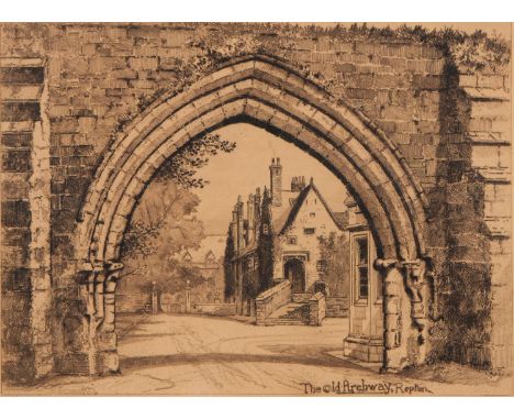 William Monk RE (1863-1937) - Repton School,&nbsp;signed in pencil by the artist, n.d. [c. 1920], etching, 20 x 28cm, five fu