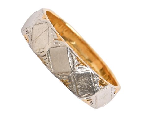 A 22ct gold and platinum wedding ring,&nbsp; Birmingham 1963, 4.5g, size I Light wear consistent with age