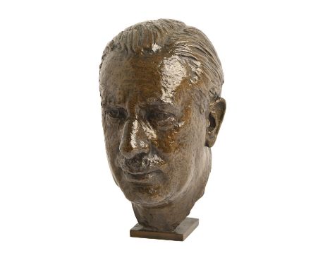 Sir William Reid Dick RA (1879-1961) - Portrait Head of a Man,&nbsp;life size, bronze on square bronze base, rich light brown