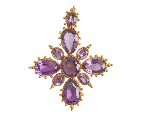 A Victorian amethyst cross, c1860, in gold, 58mm A fine jewel in good original condition, no repair