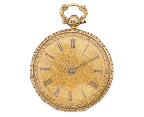 An English 18ct gold lever watch, Jno Edmond 14 Strand London, No 6154, with engine turned and engraved dial, gothic numerals