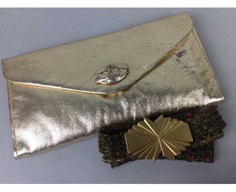 THREE VINTAGE LADY'S EVENING BAGS,along with two vintage lady's belts