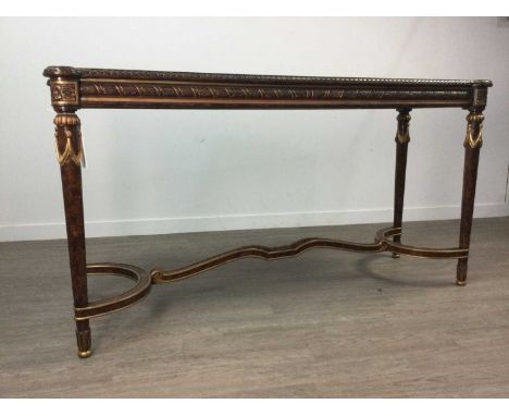 STAINED WOOD CONSOLE TABLE,152cm wide, 80cm highCondition report: Depth is 49cm. Some scratching present at the top of the ta