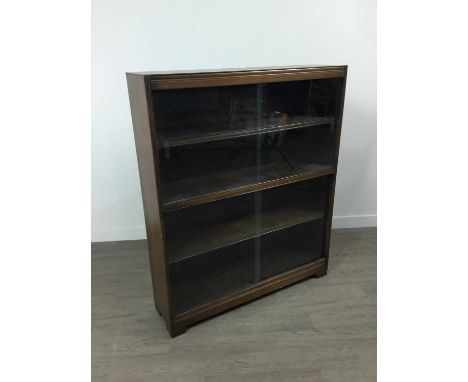 OAK GLAZED DOOR BOOKCASE,91cm wide, along with a coffee table (2)