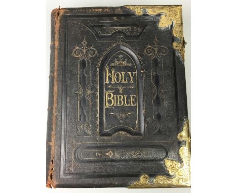20TH CENTURY FAMILY BIBLE, along with other books, The Veteran and Vintage magazines and Kid Kord nursery rhymes record album