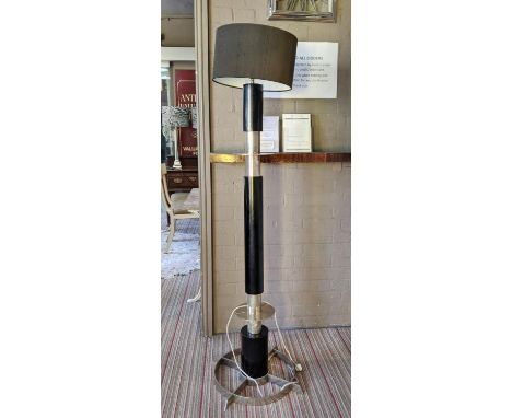 FLOOR LAMP, Bauhaus style, polished metal and ebonised, with shade 162cm H. 