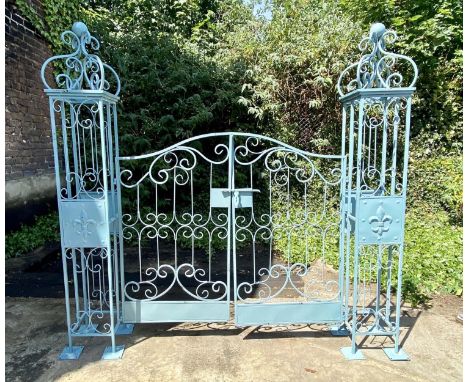 GARDEN GATE, 168cm x 166cm x 23cm, turquoise painted metal. 