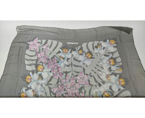 VINTAGE HERMÈS 'DESSIN D'ORCHIDEES' SILK SCARF, voile material, 105cm x 105cm, with box. 