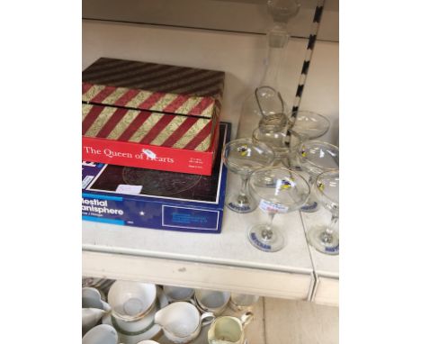 BABYSHAM GLASSES A DECANTER AND SOME BOXED ITEMS   C3