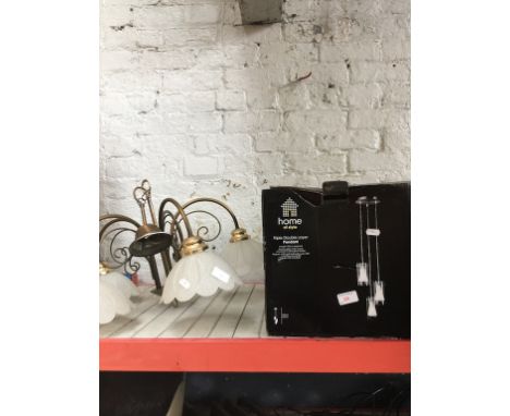 TRIPLE PENDANT LIGHT (BOXED) & CEILING LIGHT FITTING
