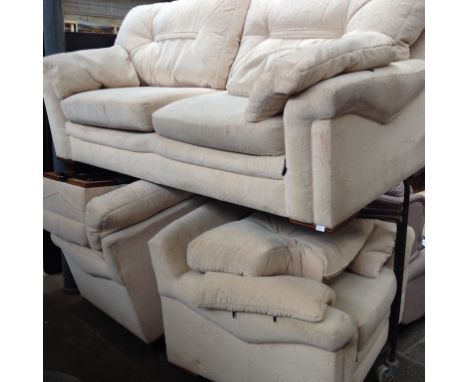 THREE PIECE CREAM SUITE PLUS POUFFE