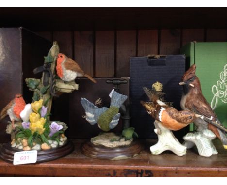 TWO COUNTRY ARTISTS BIRD FIGURES AND TWO GOEBEL BIRDS