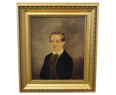 19th century English school, oil on canvas, half-length portrait of a boy, 24 x 20cm