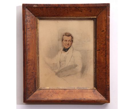 Horace Beevor Love, signed and dated 1834, watercolour, Self portrait, 20 x 16cm, various letters etc to reverse