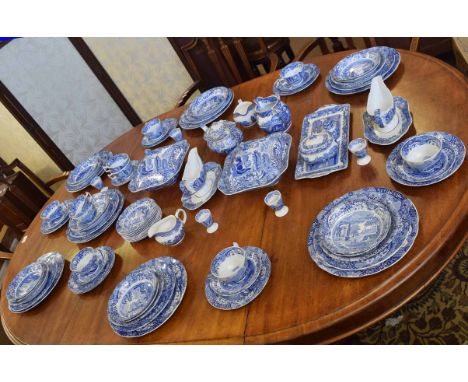 Extensive Spode dinner service and tea service in the Italian pattern together with two milk Jugs in Willow pattern
