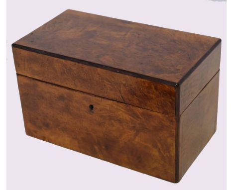 Victorian walnut tea caddy of rectangular form, the interior fitted with two sliding domed lidded compartments, 25cm wide