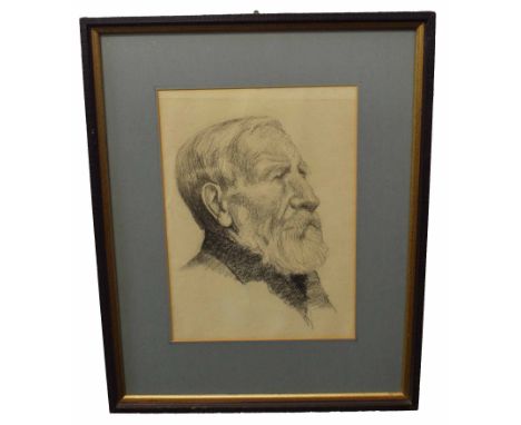 Unsigned conte drawing, Head and shoulders portrait of a young child, 29 x 23cm, together with a further pencil drawing of a 
