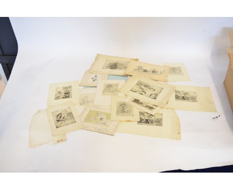 V &amp; R Borradaile, Folder of various black and white etchings, drawings etc, numerous subjects, mainly portraiture and lan