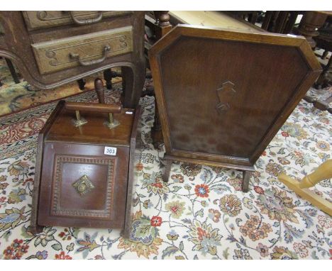 Coal box with shovel and oak firescreen