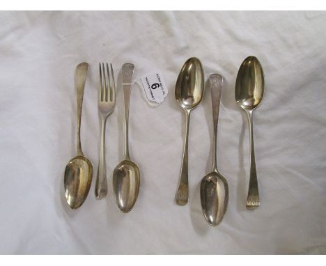 Collection of silver table spoons and fork - Approx 364g